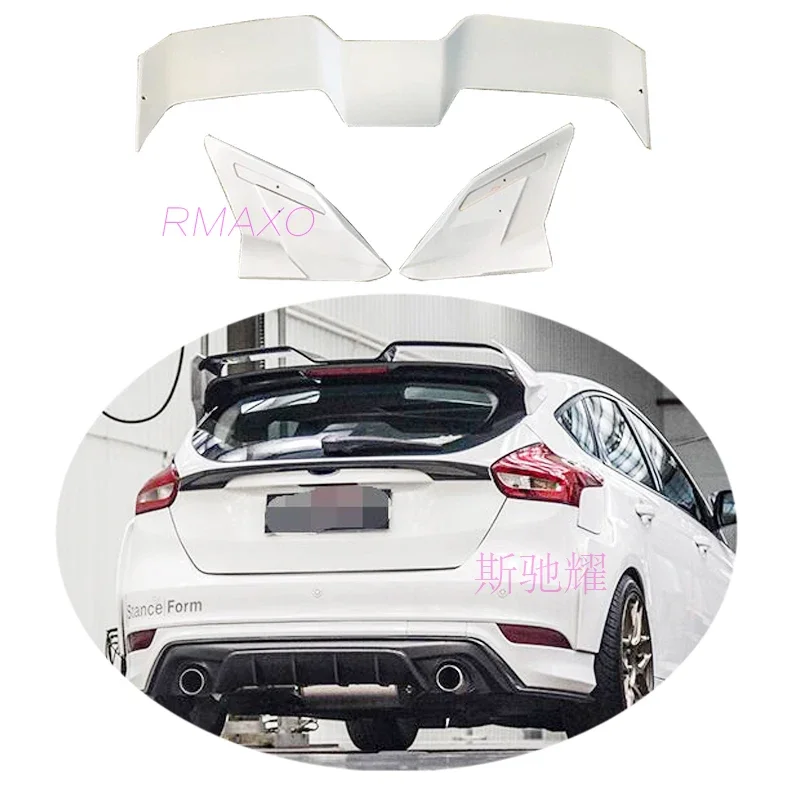 For Ford Focus ST hatchback Spoiler 2012-2018 Focus ST FS Design 3PCS ABS Material Car Rear Wing  Color Rear Spoiler