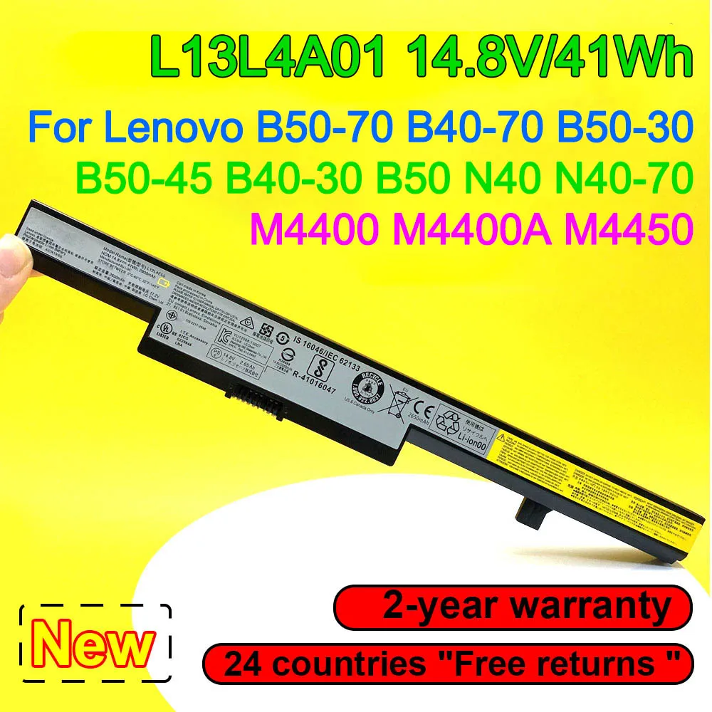 

L13L4A01 L13S4A01 Laptop Battery For Lenovo B50-70 B40-70 B50-30 B50-45 B40-30 B50 N40 M4400 M4540 L13M4A01 L12S4E55 14.8V 41Wh