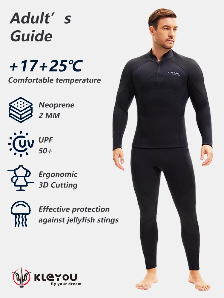 

2MM Men Women Keep Warm Long Sleeve Kayaking Spearfishing Diving Swim Shirt Pants Scuba Neoprene Drifting Snorkeling WetSuit