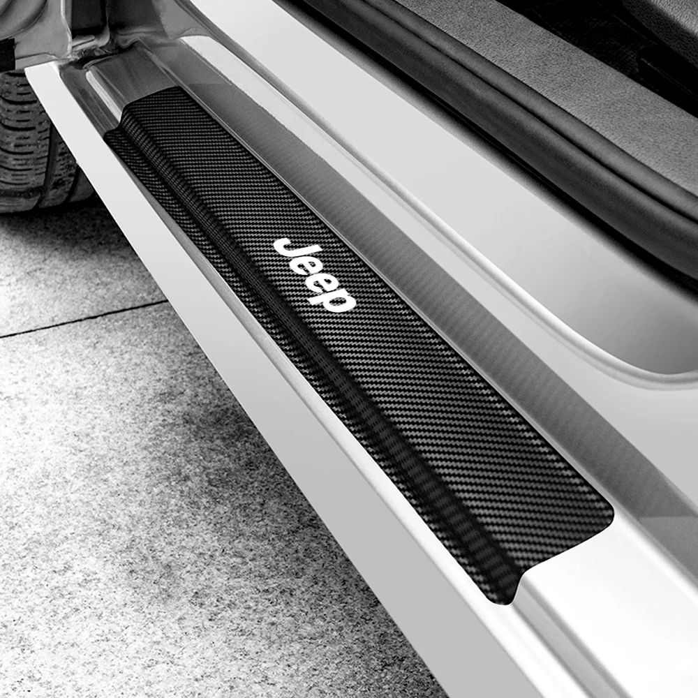 

4pcs Carbon Fiber Car Door Sill Anti-scratch Protector Stickers For JEEP Renegade Grand Cherokee Wrangler Trail Compass Patriot