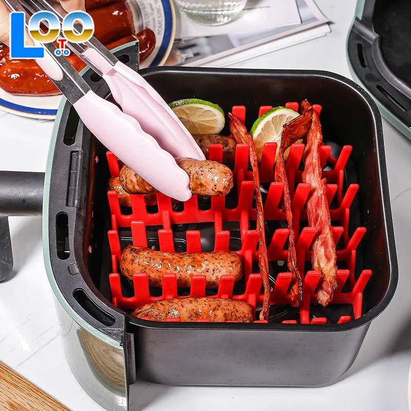1 قطعة سيليكون الهواء المقلاة صينية قفص القلي قالب سلة وعاء قابلة لإعادة الاستخدام هوت دوج لحم الخنزير المقدد كعكة الرف المنزل حفلة الخبز اكسسوارات
