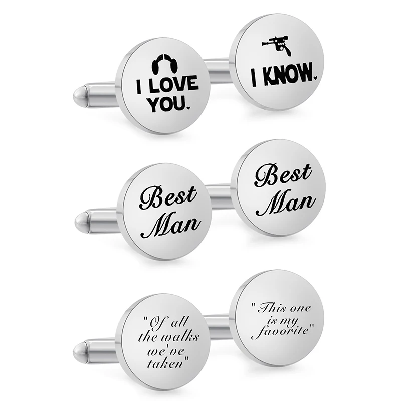 Manschettenknöpfe „I Love You Best Man“ für Ehemann, Edelstahl, Hemd-Charm, Manschettenknöpfe, Hochzeit, Schmuck, Geschenke