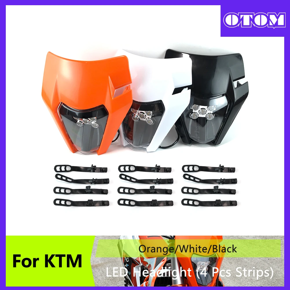 

OTOM Motocross New LED Headlight 12V 30W 6000K Five Lamp Beads 4 Pcs Rubber Strips Headlamp For KTM XCW EXCF 500 Motorcycle Bike