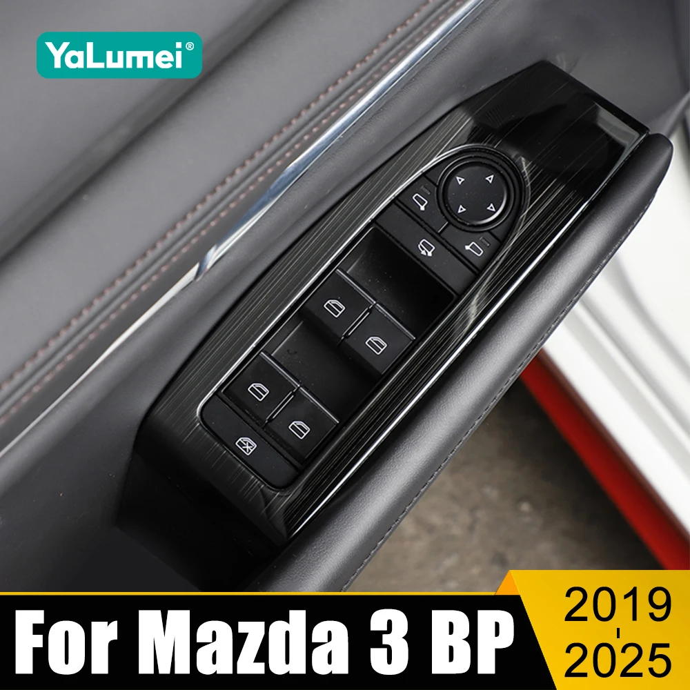 

Для Mazda 3 BP 2019 2020 2021 2022 2023 2024 2025 Нержавеющее стекло автомобиля, кнопка подъема окна, панель, накладка, аксессуары