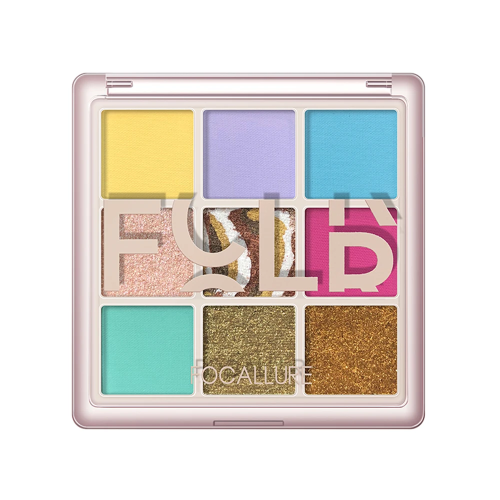 FOCALLURE 9 Colors Diamond Eyeshadow Palette Long-lasting Pearlescent Shimmer Matte Natural Eye Shadow Powder Makeup Cosmetics