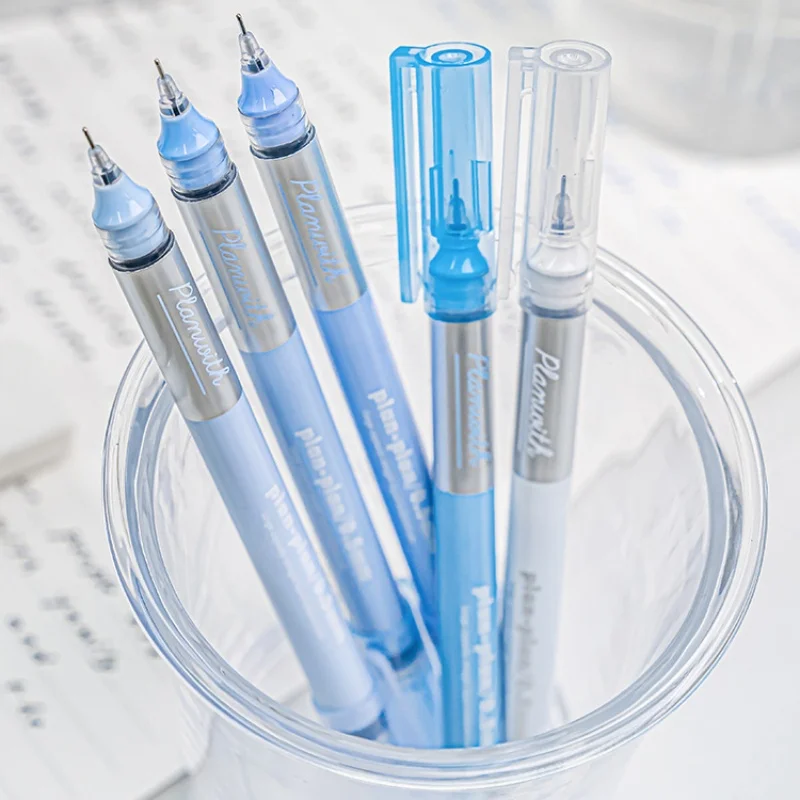 Imagem -02 - Gel Pen Gradiente Cor Azul para Crianças Simplicidade Papelaria Moda Coreana Estudante 0.5 mm Caneta Scrapbook de Tinta Suave Pcs