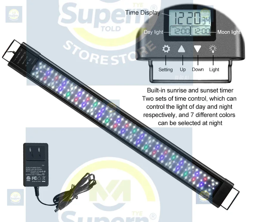 

120Cm IP68 60w Dimmable Plant Grow Light WRGB Fish Tank Programmable Emitting Diode Aquarium Light