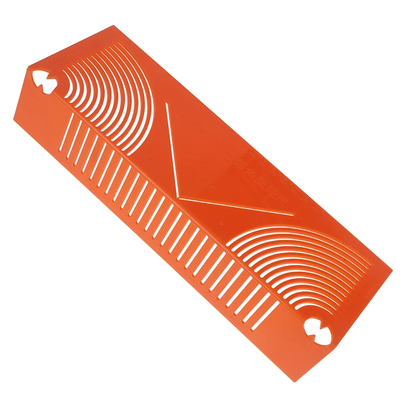 1pc Plastic Square Tube Drawing Ruler with Round Corners and 45-Degree Angle Guide for Precision Pipe Cutting