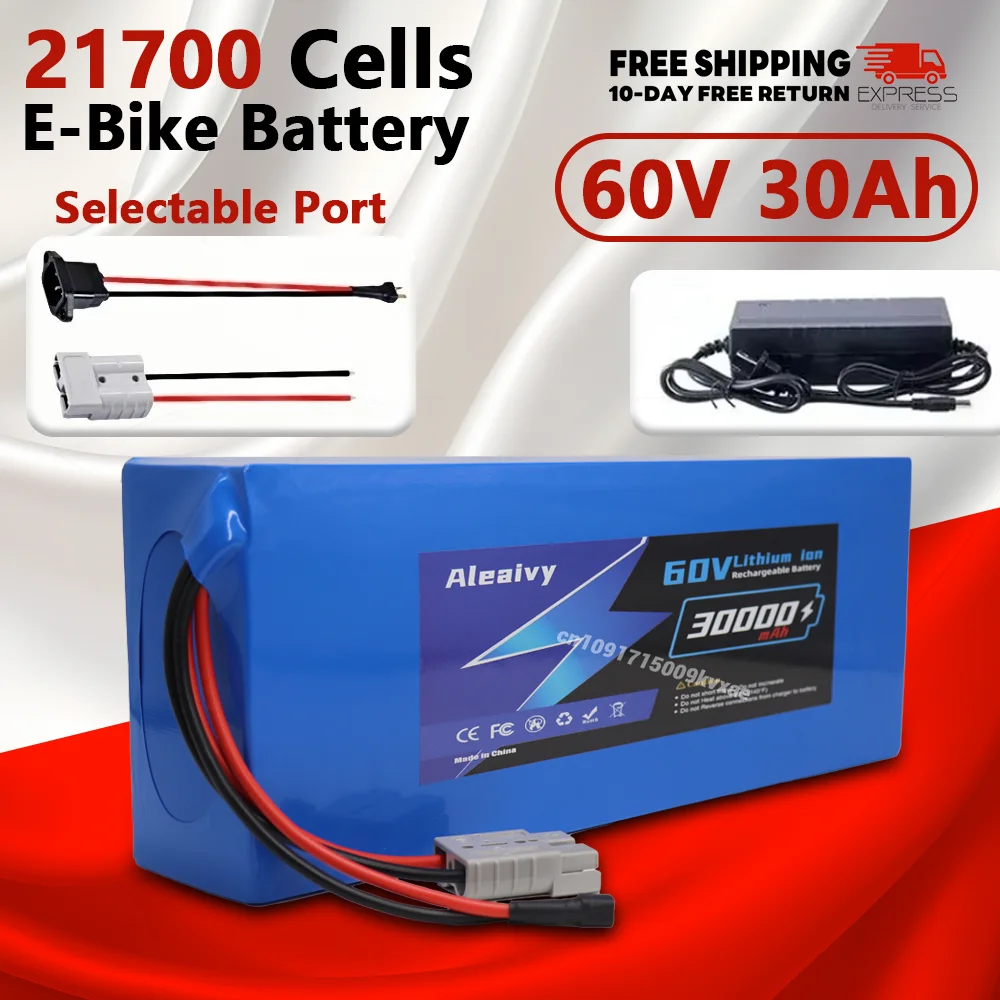

60V 21700 Cell 30Ah,lithium battery pack suitable for 500W~3000W,electric scooter/bicycle high-power motorcycles with 5A charger