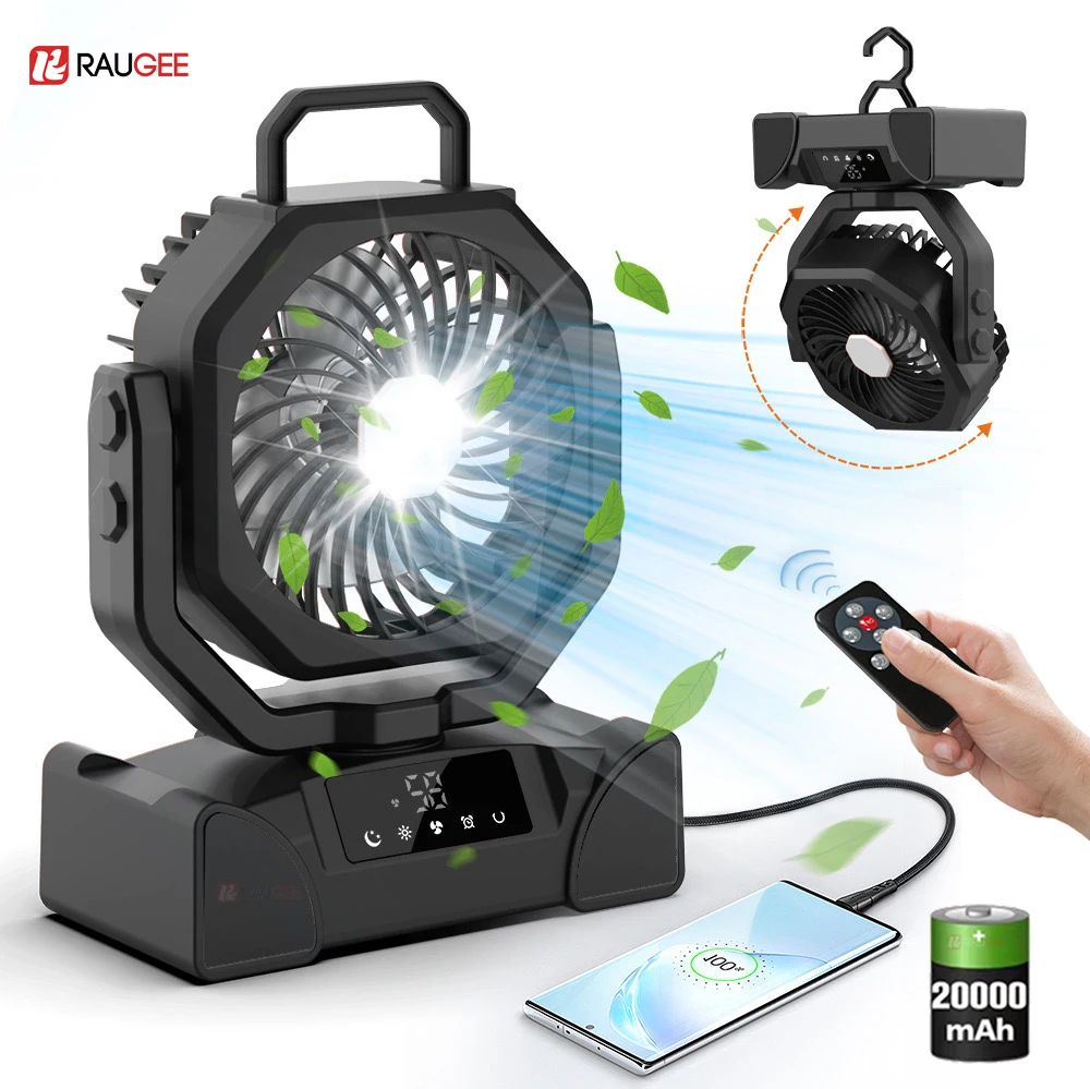 Camping Ceiling Fan 20000mAh Tent Fan With Light And Remote Control Rechargeable Portable Ceiling Lamp Fan For Camping