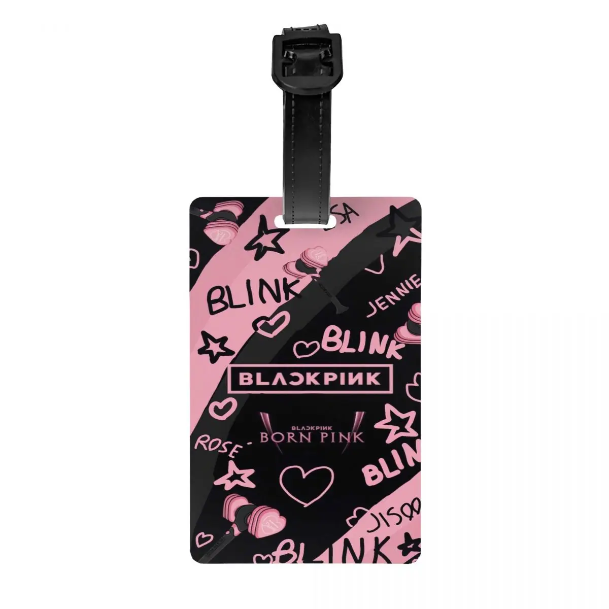 Custom Kpop Bp Blacks Pinks Luggage Tag Travel Bag Suitcase Privacy Cover ID Label