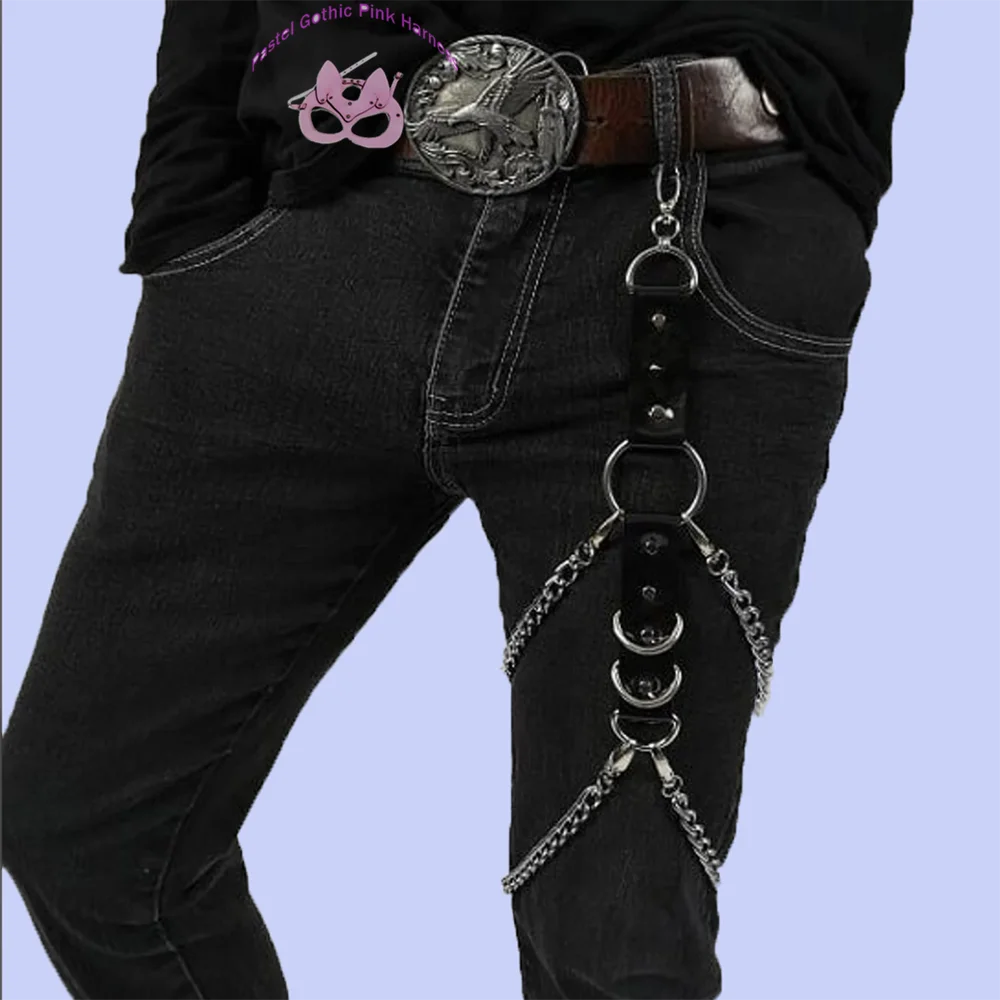 Sexy Leg Chains Men Harness Garter Woman PU Leather Thigh Hip Strap Bondage Belt Gothic Adjustable Suspenders Jeans Accessories