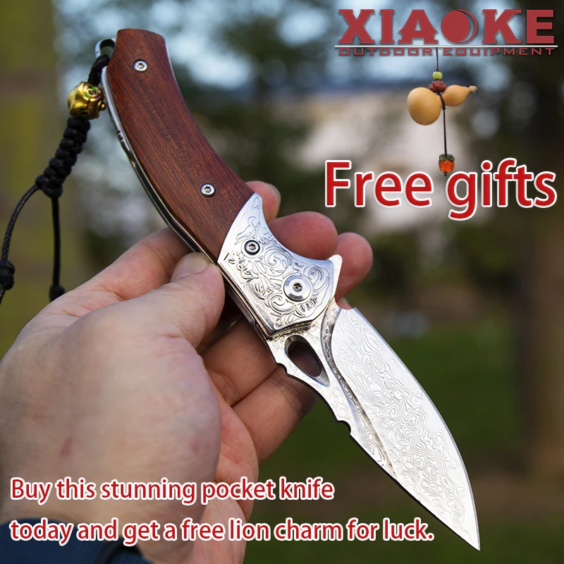 

Кованый VG10 лезвие из дамасской стали, ручка из железного дерева, складной карманный нож, высококачественный коллекционный EDC, снаряжение для охоты на открытом воздухе, кемпинга