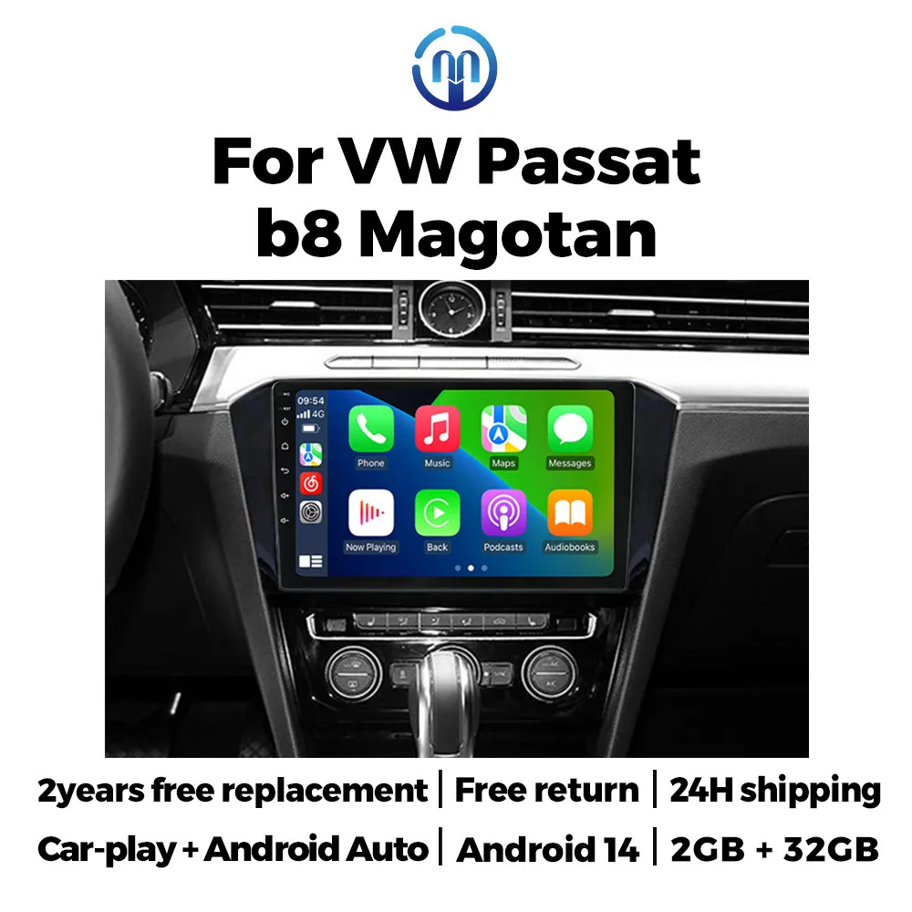 

Автомагнитола с сенсорным экраном, поддержкой Android Auto и беспроводного CarPlay для Volkswagen VW Magotan Passat B8 2015-2021, мультимедийный видеоплеер с GPS