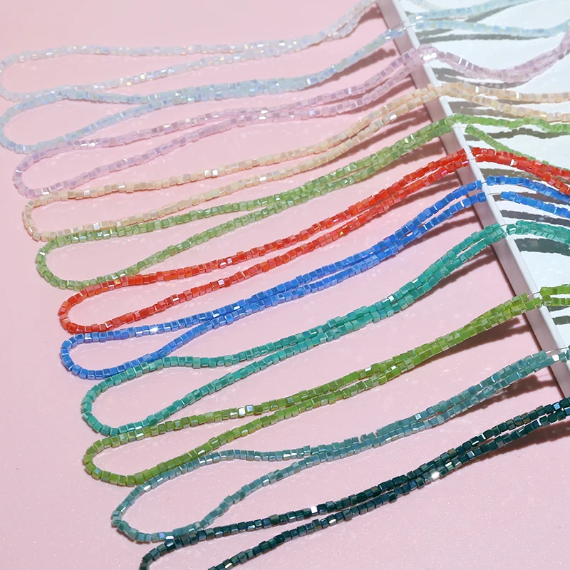 1 String DIY accessories dazzle color crystal beads 3mm square earrings pendant bracelet necklace material handmade charms