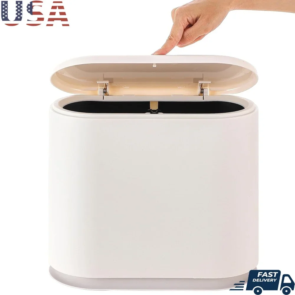 

Белый тонкий прямоугольный пластиковый мусорный бак с крышкой, 12 л, узкий мусорный бак, тихое закрытие, подходит для офиса, ванной комнаты, гостиной