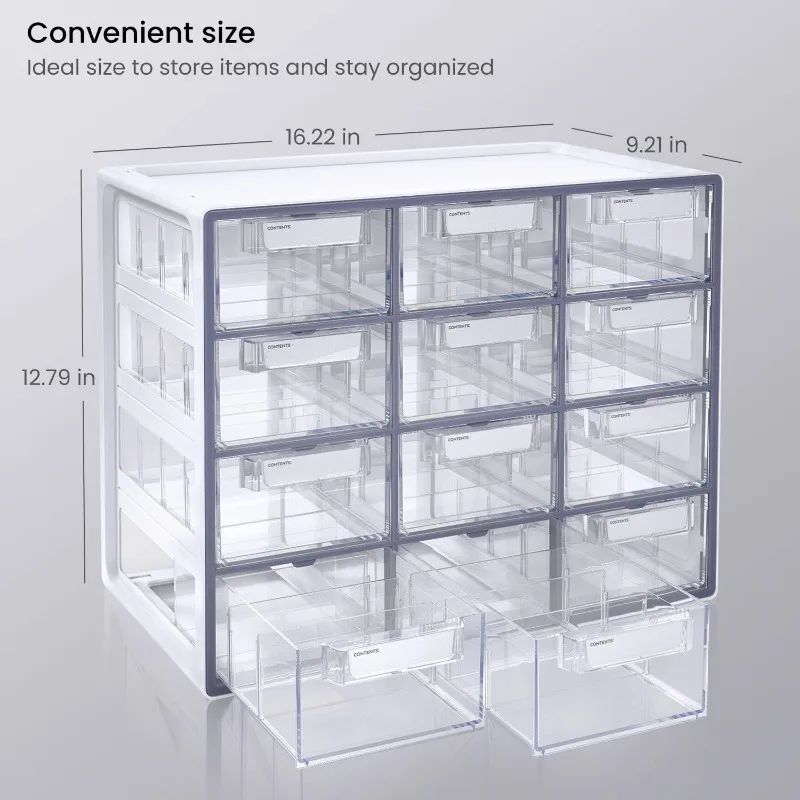 Desk Drawer Organizer, Multipurpose 12-Drawer Cabinet