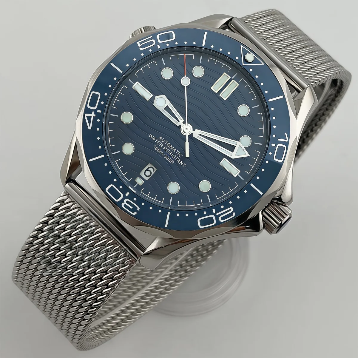 41mm NH35 men's mechanical watch dome sapphire glass 6 o'clock window and 3 o'clock window dial ceramic bezel mechanical watches