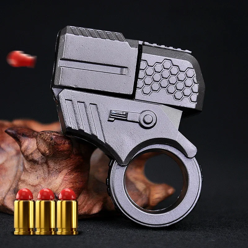 Shell Throwing  Alloy Mini Ring Pistol Soft Bullet Toy Gun Decompression Toys Golden Finger Blaster For Boys Adults