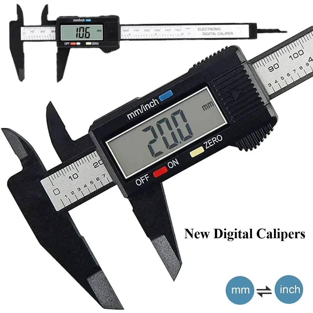 Carbon Fiber Digital Dial Ferramentas Microcirculação Medição Ferramenta Carpintaria Vernier Caliper Pied a Coulisse 150 mm