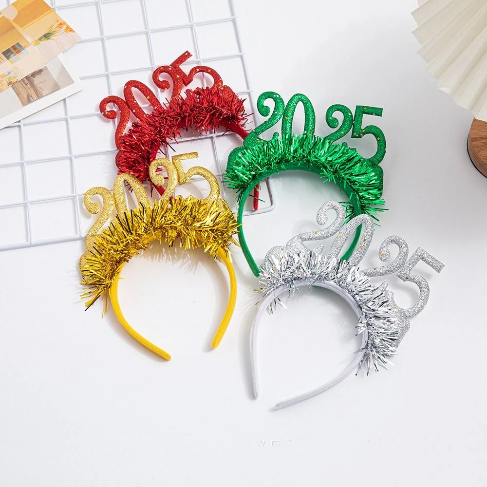 

Letter 2025 Happy New Year Headband Plastic Decorative Glasses Christmas Headpiece Masquerade Party Christmas Supplies