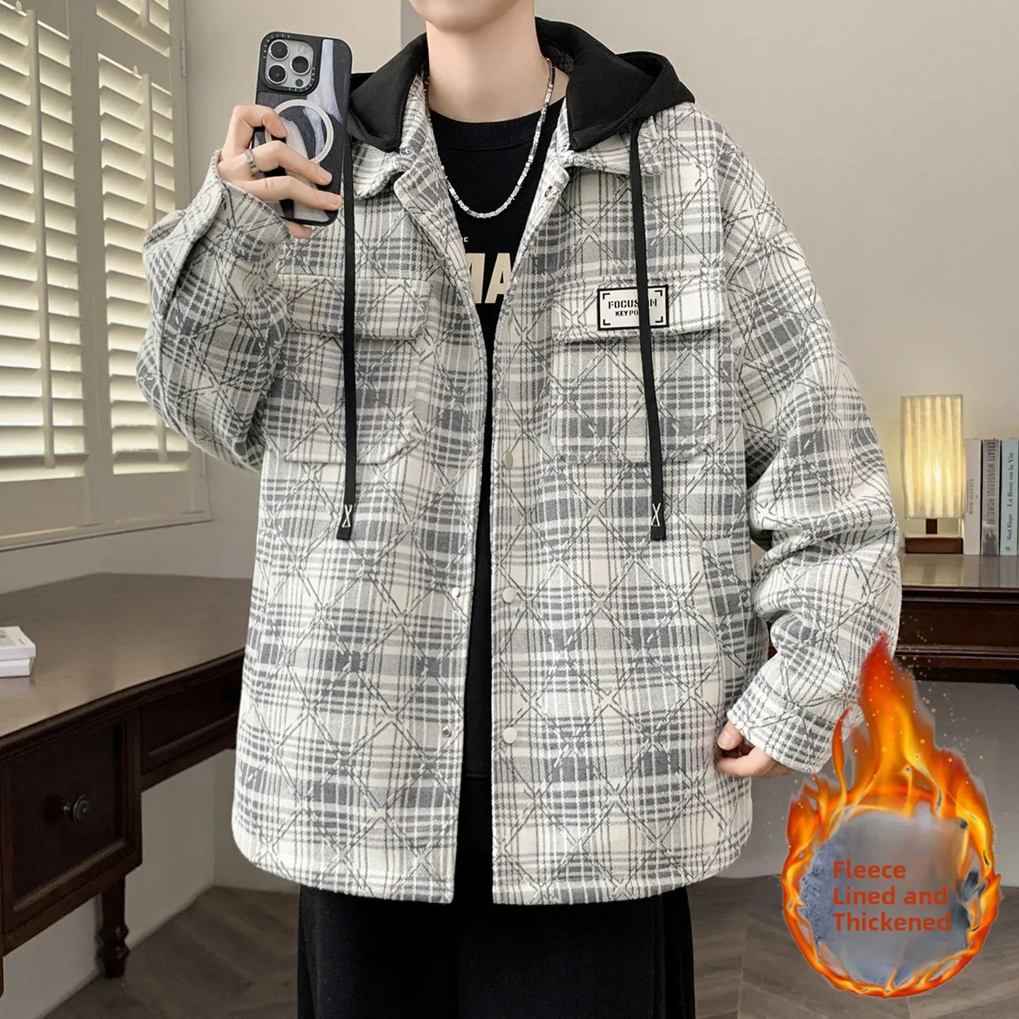 

Thiened Fce Autumn Winter Jaet for Men Sli And Haome Cotton Clothing for Junior High School Students And Teens