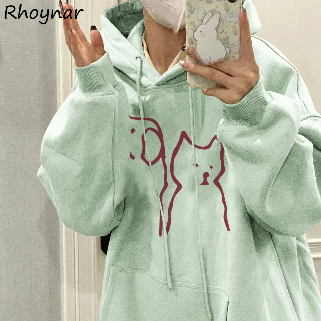 

Hoodies Women Sweet Girls Cute Print Loose Fit Fashion Streetwear Casual Soft Warm Retro Korean Style Cozy Trendy Chic All-match