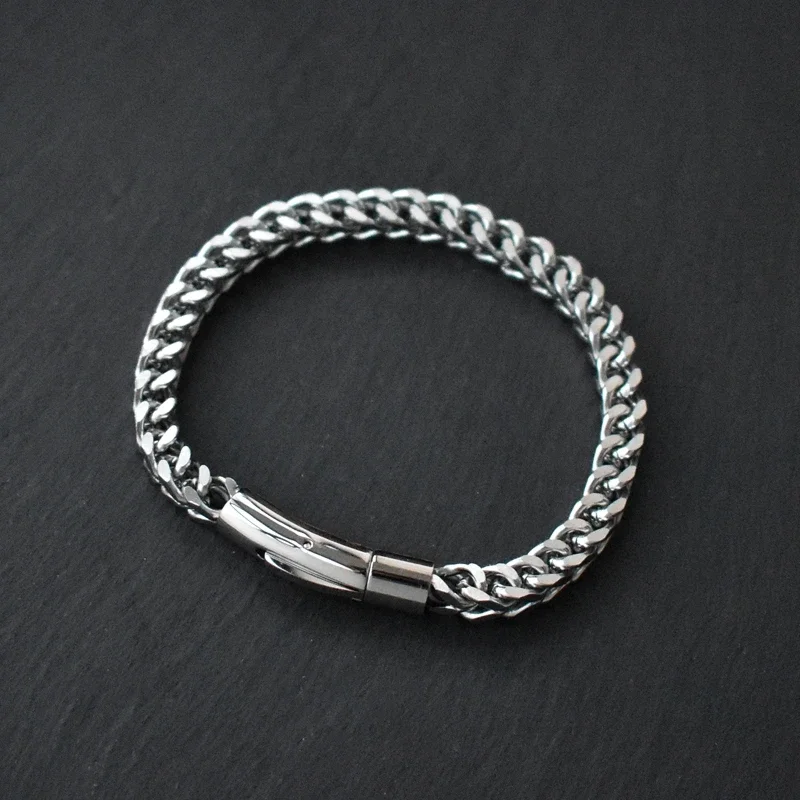 Men Golden Silver Color Chain Bracelet Stainless Steel Keel Link Chain Bangle for Male Women Hip-hop Trendy Wrist Jewelry Gift