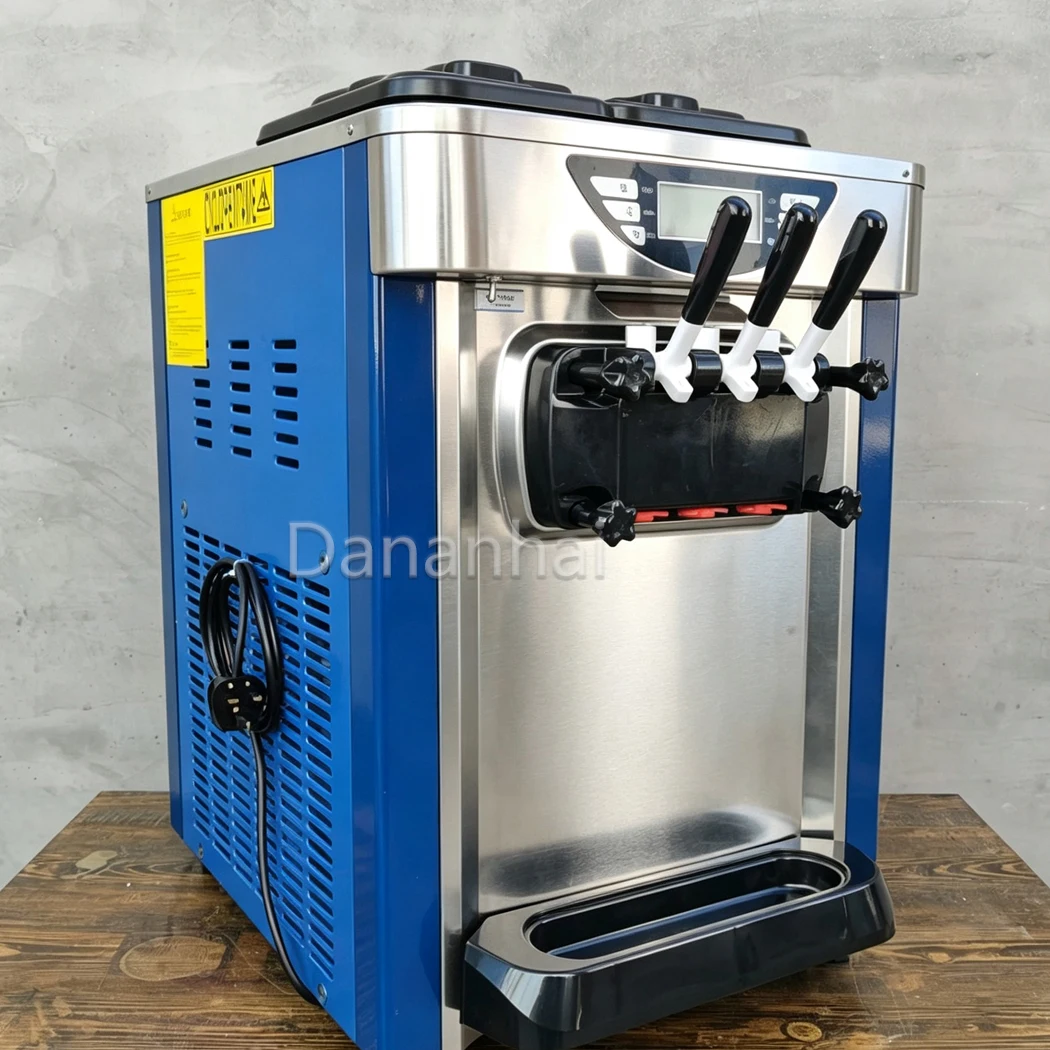 Commercial Triple‑Flavor Soft Serve Ice Cream Machine Desktop Gelato Maker for Restaurant Cafe Use