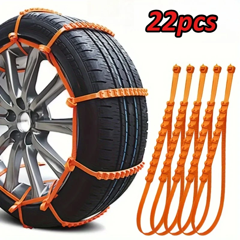 22 Piezas de Cadenas Antideslizantes para Neumáticos de Coche, Cadenas para Nieve, Correas Antideslizantes para Neumáticos de Invierno, Cadenas Antideslizantes de Emergencia para Nieve en Exteriores