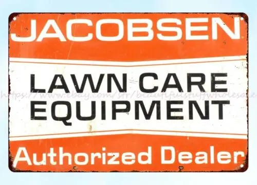 1970s JACOBSON lawn care equipment dealer metal tin sign cottage shops