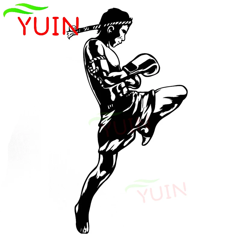 

YUIN Funny Boxing Martial Arts Sport Silhouette Car Sticker Fashion PVC Waterproof Sunscreen Decal Black/white/red/laser/silver