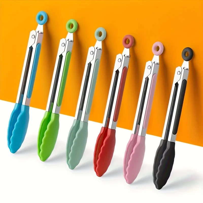 3-Pack of Multi-Functional Kitchen Tongs in Random Colors, Multi-Functional Stainless Steel Food Tongs, Barbecue Tongs, High-Temperature Resistant Food Tongs, Outdoor Anti-Scald Barbecue Tongs, Kitchen Tools, Barbecue Tools