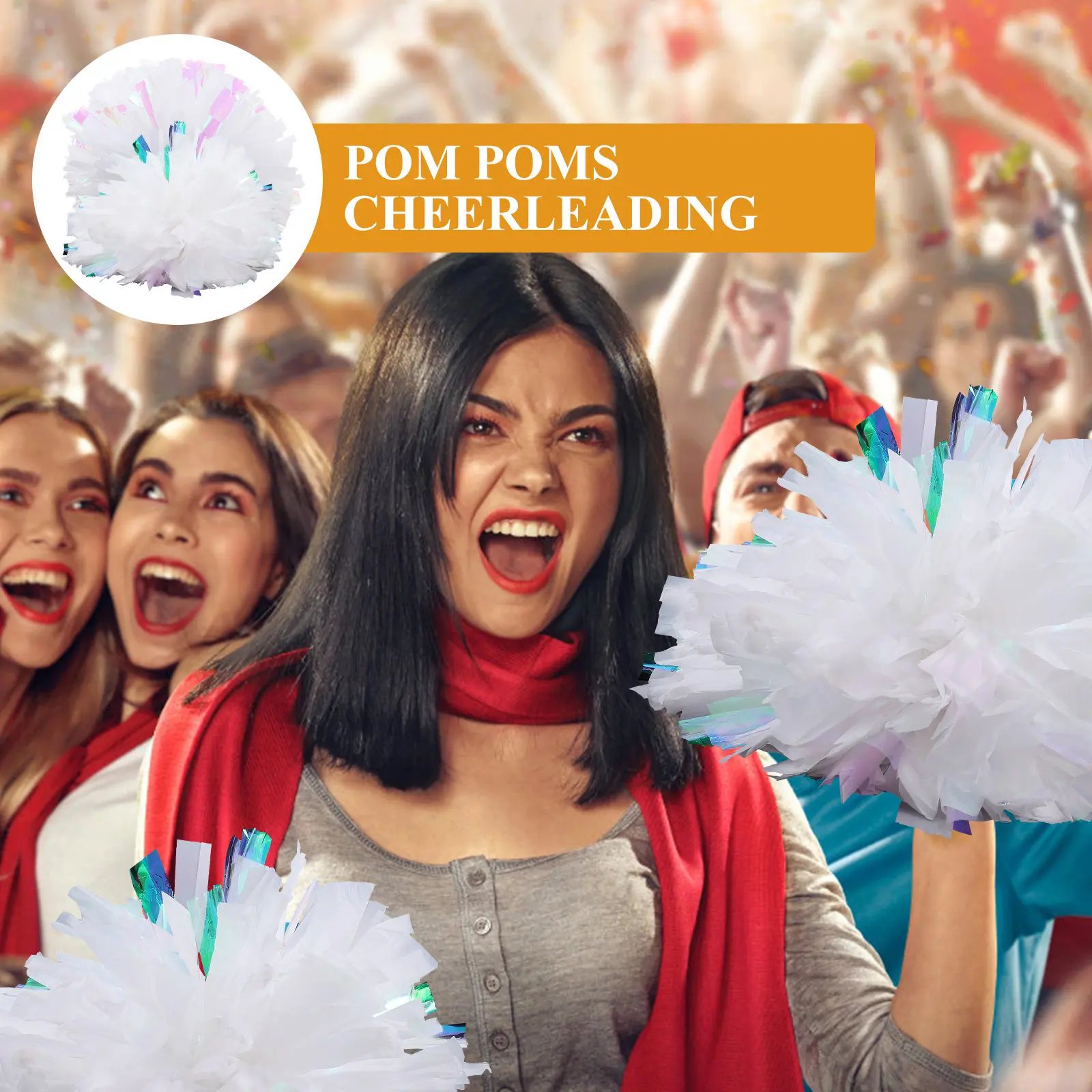 

2 шт. помпоны для чирлидинга из ПЭ-материала, яркие цвета, удобная ручка, портативные, многоразовые, реквизит для выступлений по спортивному чирлидингу