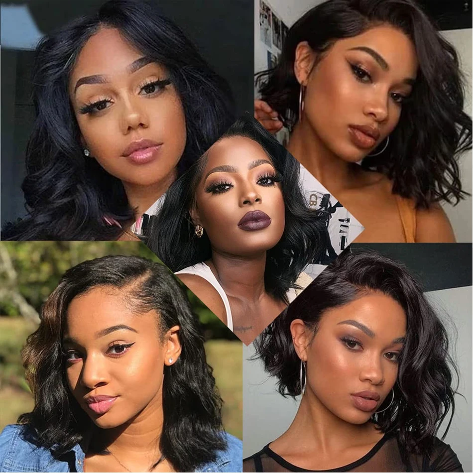 13x4 Body Wave Lace Frontal Bob Wig Cheap Brazilain 100% Human Hair Virgin Wigs Remy 4x4 Bob HD Lace Closure Wig For Women Loose image 6