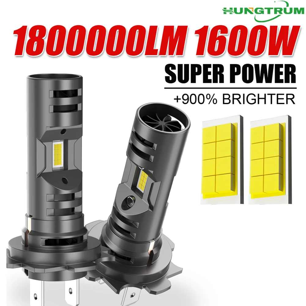 

H7 светодиодная автомобильная фара 1600 Вт 6500K Canbus безошибочные автомобильные лампы H7 Plug and Play беспроводная автоматическая фара с двумя охлаждающими вентиляторами