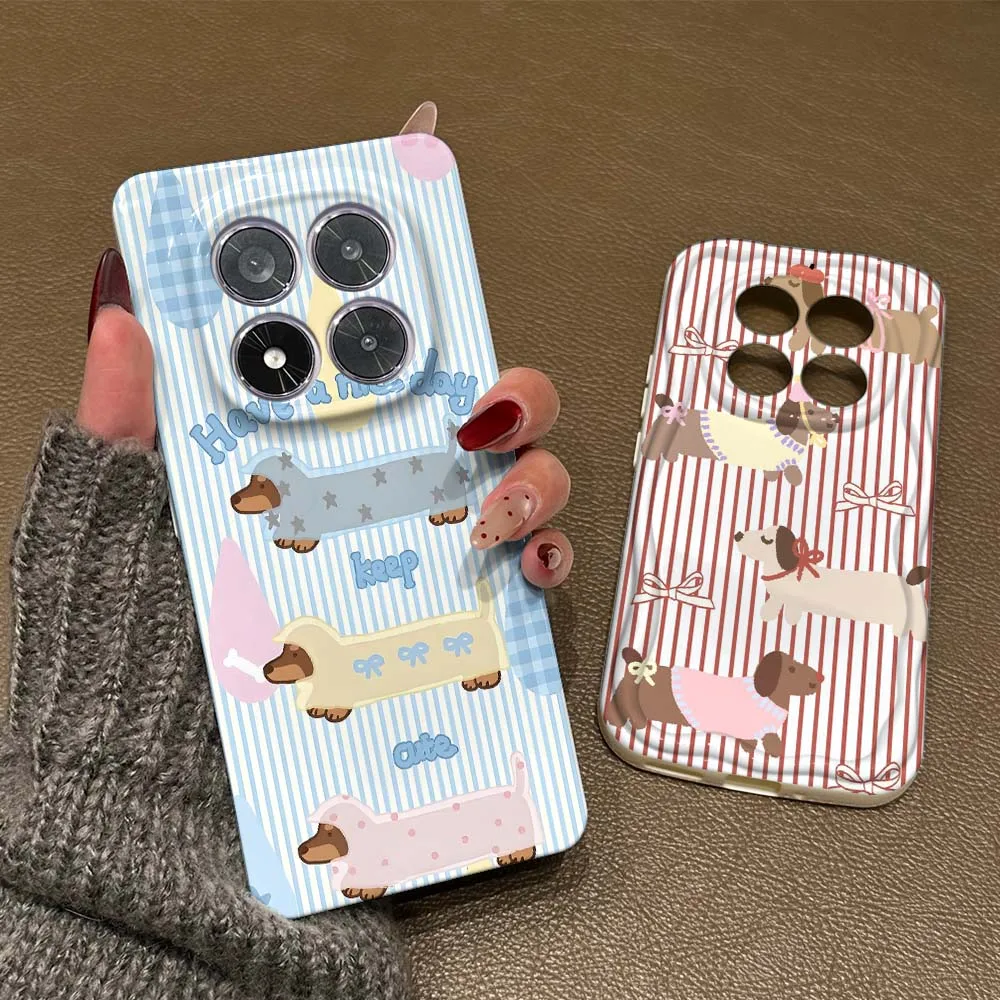 Dachshund Bow Dress Cover For Xiaomi Poco X7 X6 F6 F5 M6 M5s C75 C65 C61 Pro 5G Feilin Phone Case Wave Oil Phone Case
