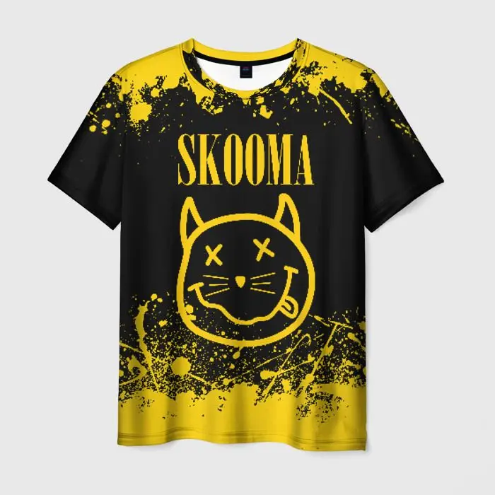 2024 Bicolor Smiley Face Graphic Tee - Men’s Casual Street Fashion Trendy Half Black Half Yellow T-Shirt with Smiley Face Print