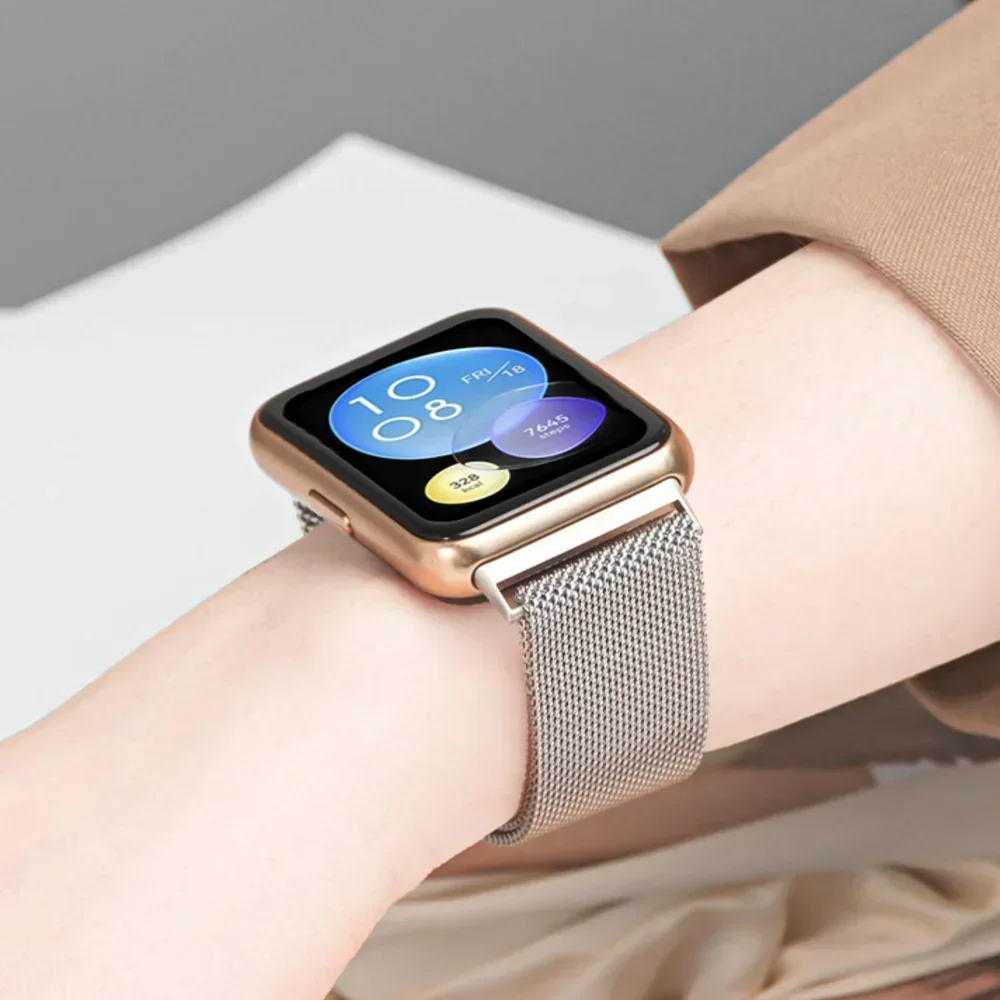 Миланская петля для часов Huawei Fit/Fit2, умные магнитные металлические браслеты из нержавеющей стали, часы Huawei, подходят для 2-полосных аксессуаров