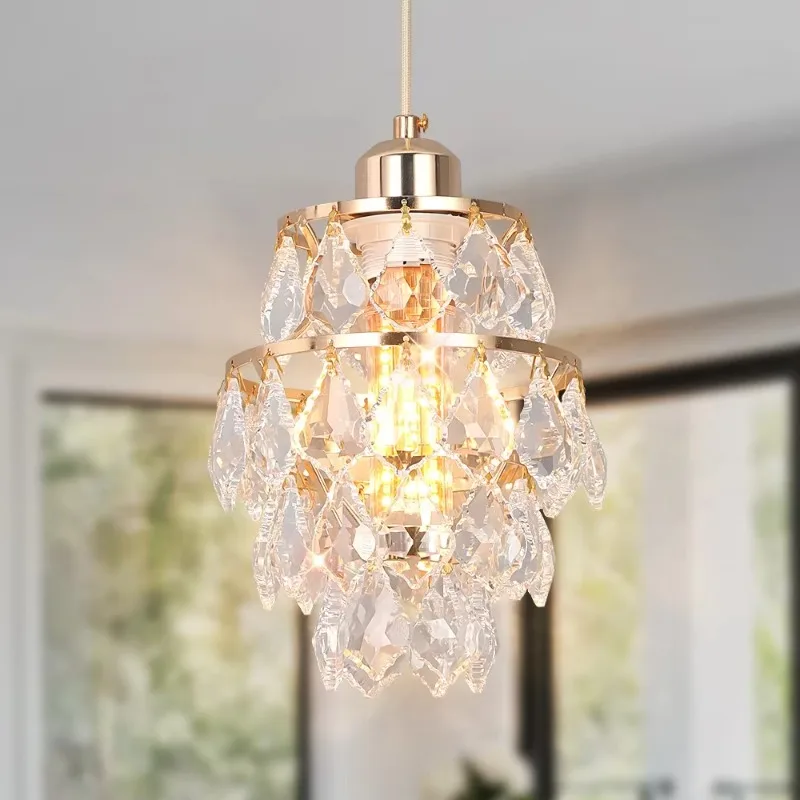 

MandosBor Modern Crystal Gold Pendant Light Nordic Led Island Kitchen Hanging Fixture Ceiling Lamp Living Dining Room Aisle Home