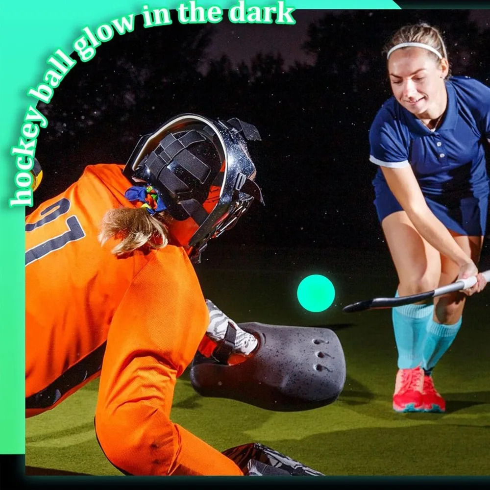 6PCS Compact High Visibility Hockey Balls Hollow PVC Hockey Practice Balls 6.5cm Glow Hockey Balls Party Activities