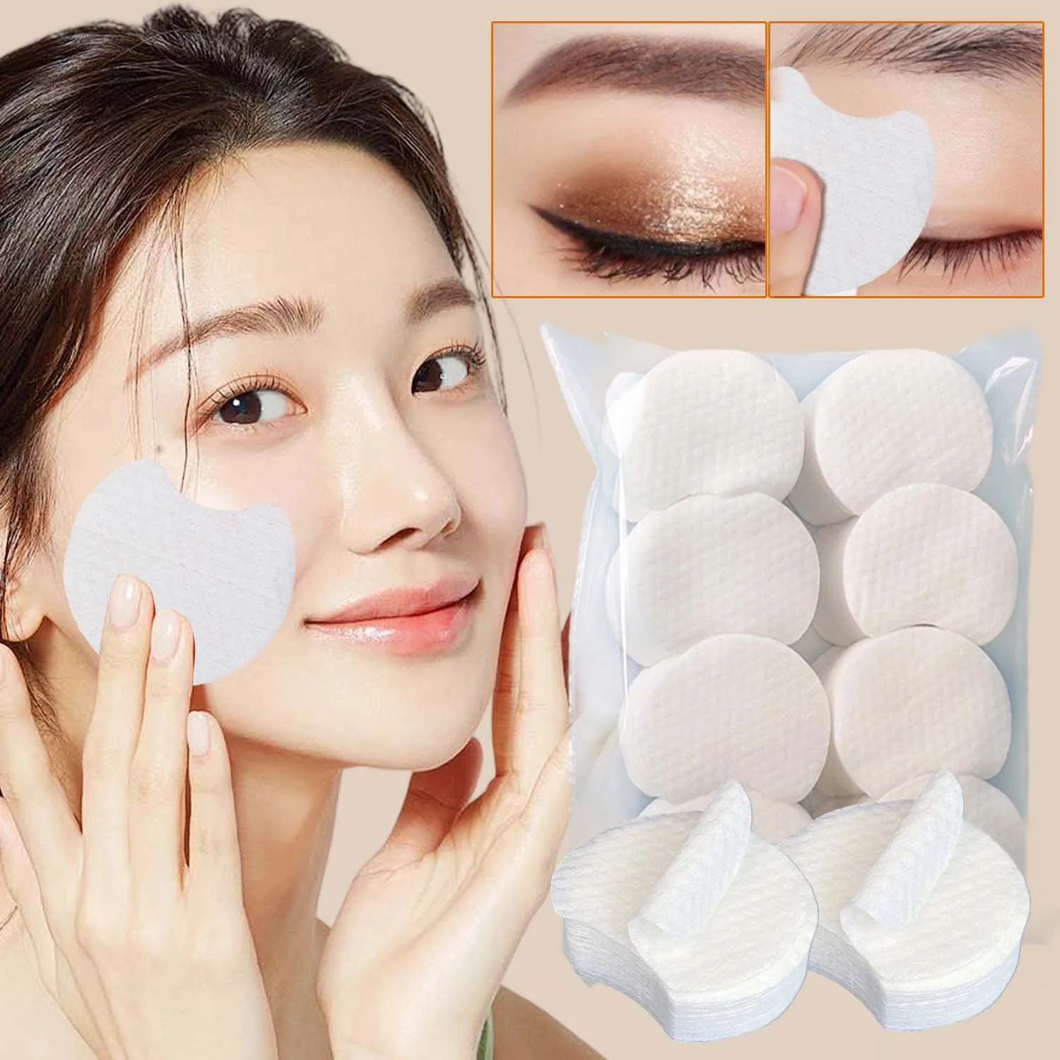 300/600/1500개 진주 패턴 메이크업 리무버 코튼 페이셜 클리닝 부드럽고 두꺼운 젖은 압축 코튼 패드 여행용 메이크업 리무버 패드