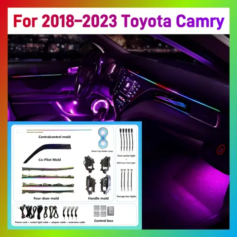 Ambient Lighting Kit For 2018–2023 Toyota Camry 1:1 OEM Mold Vehicle-Specific Fit Support App Control & Dedicated Button Control