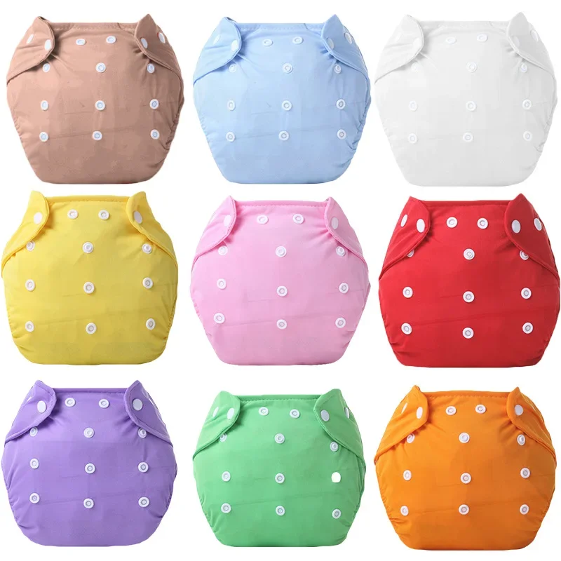 1PC Ecology Cloth Diapers Baby Diaper Reusable Waterproof Panties Solid Color Cloth Nappies For 0-1 Year Baby