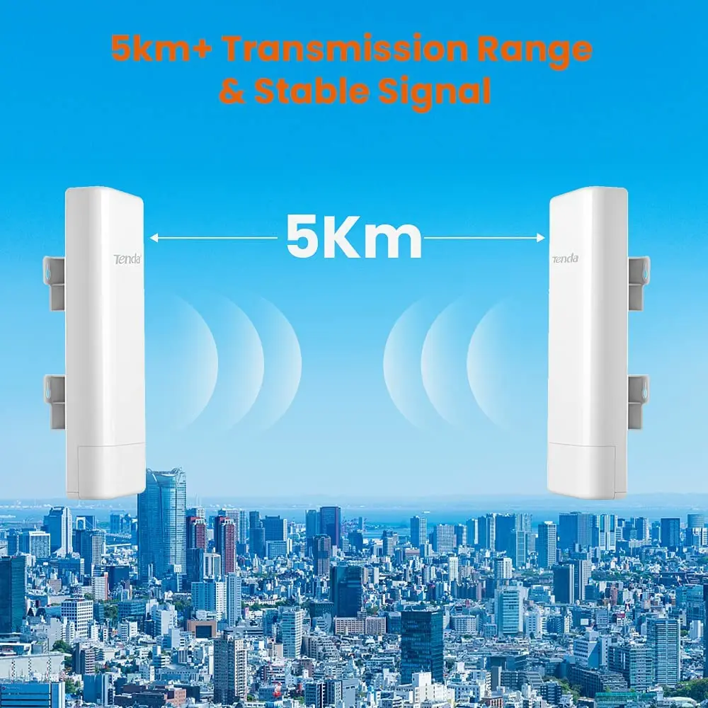 Tenda O3 5KM 2.4GHz Long Range Outdoor CPE Wireless WiFi Repeater Extender Router AP Access Point Wi-Fi Bridge with POE Adapter