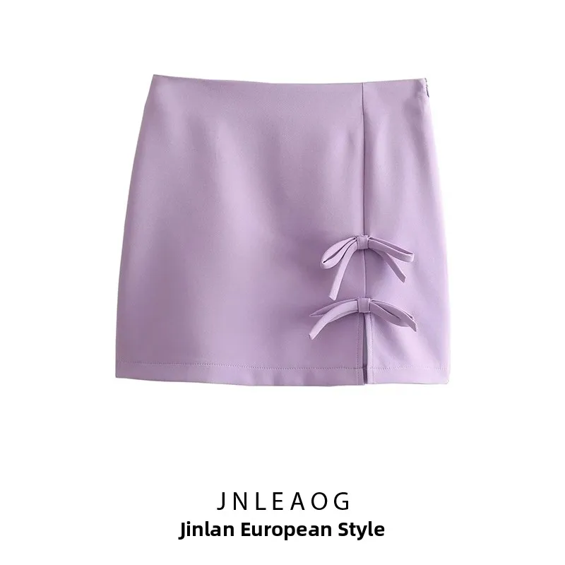 Jupe à nœud taille haute pour femmes, Design Street Sle Faion, ligne a, coupe cintrée, tissu Polyester, nouvelle collection automne