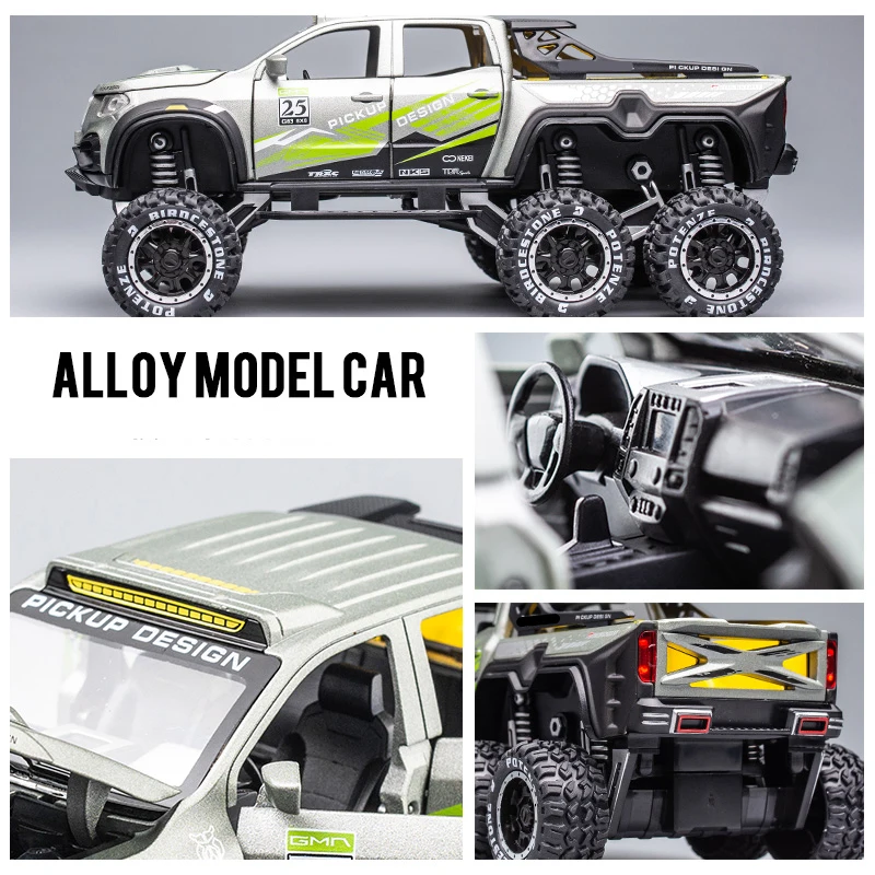 1:28 X-Class Exy 6*6 Tyre Alloy Car Model Diecasts Metal Toy Modified Off-Road Vehicles Car Model Collection Kids Toy Gift