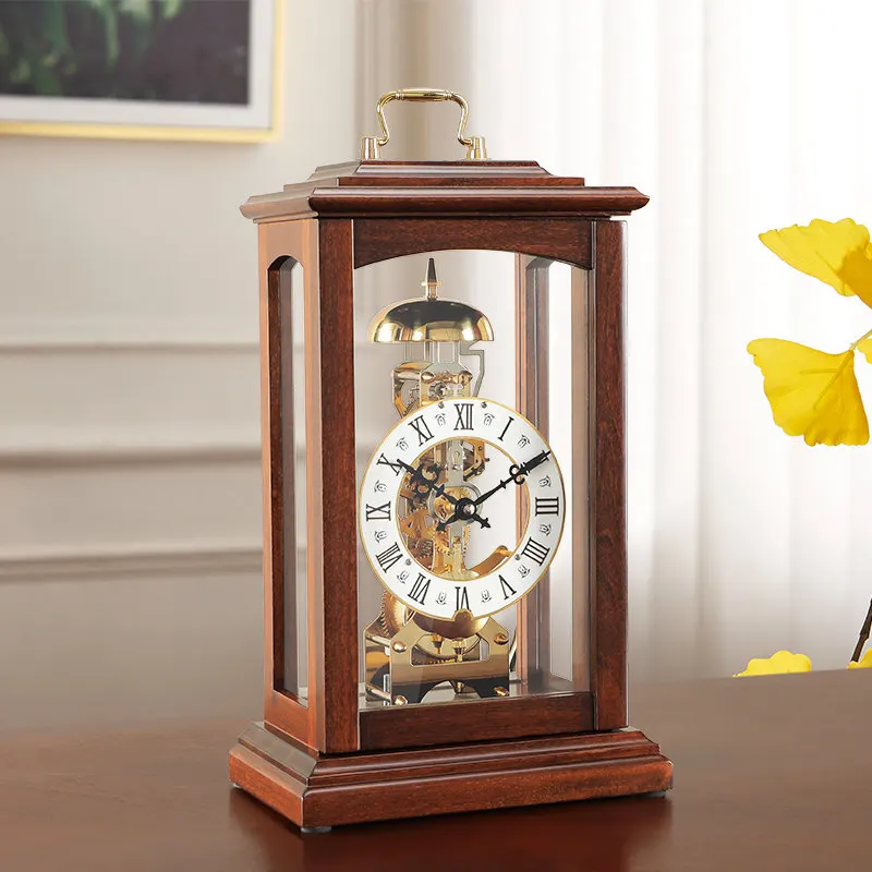 NEW   European Mechanical Seat Clock Household Retro Decorative Ornament Living Room Antique Seat Clock Chinese Swing Clock