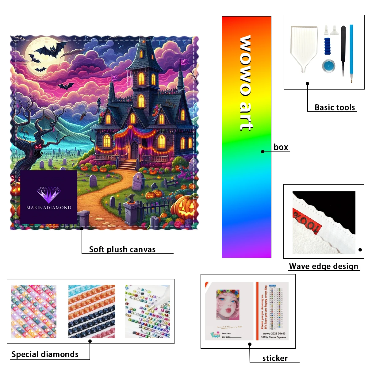 

【MARINA Diamond Art】Halloween Castle Crystal AB Rhinestone FD Rhinestone Perfect Resin Diamond