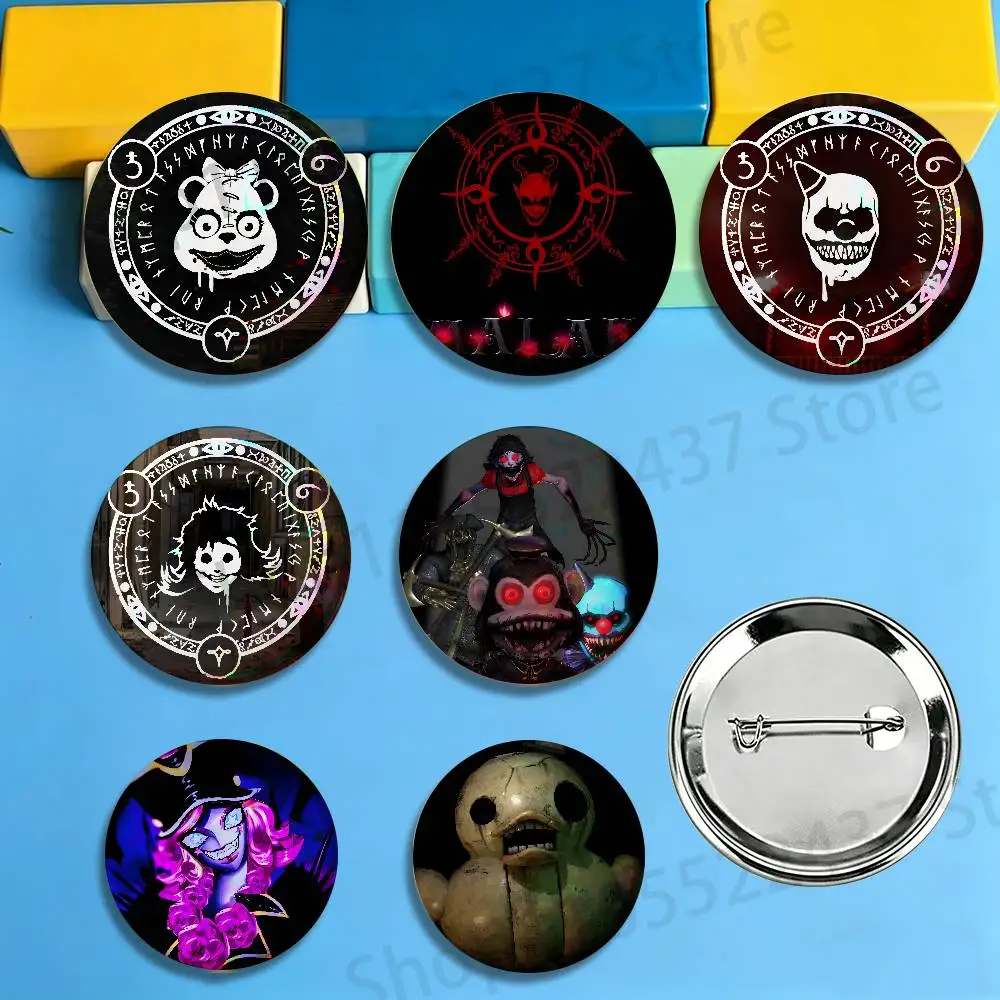 HOT Game D-Dark Deception Enamel Pins Badge Round Brooch for Backpack Decor Accessories 25/32/44/58/75mm